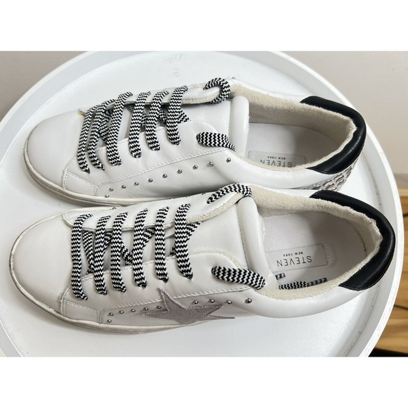 Steven by Steve Madden Rubie-S Leather Low top Size 11 White Lace-up Sneakers - Picture 4 of 8
